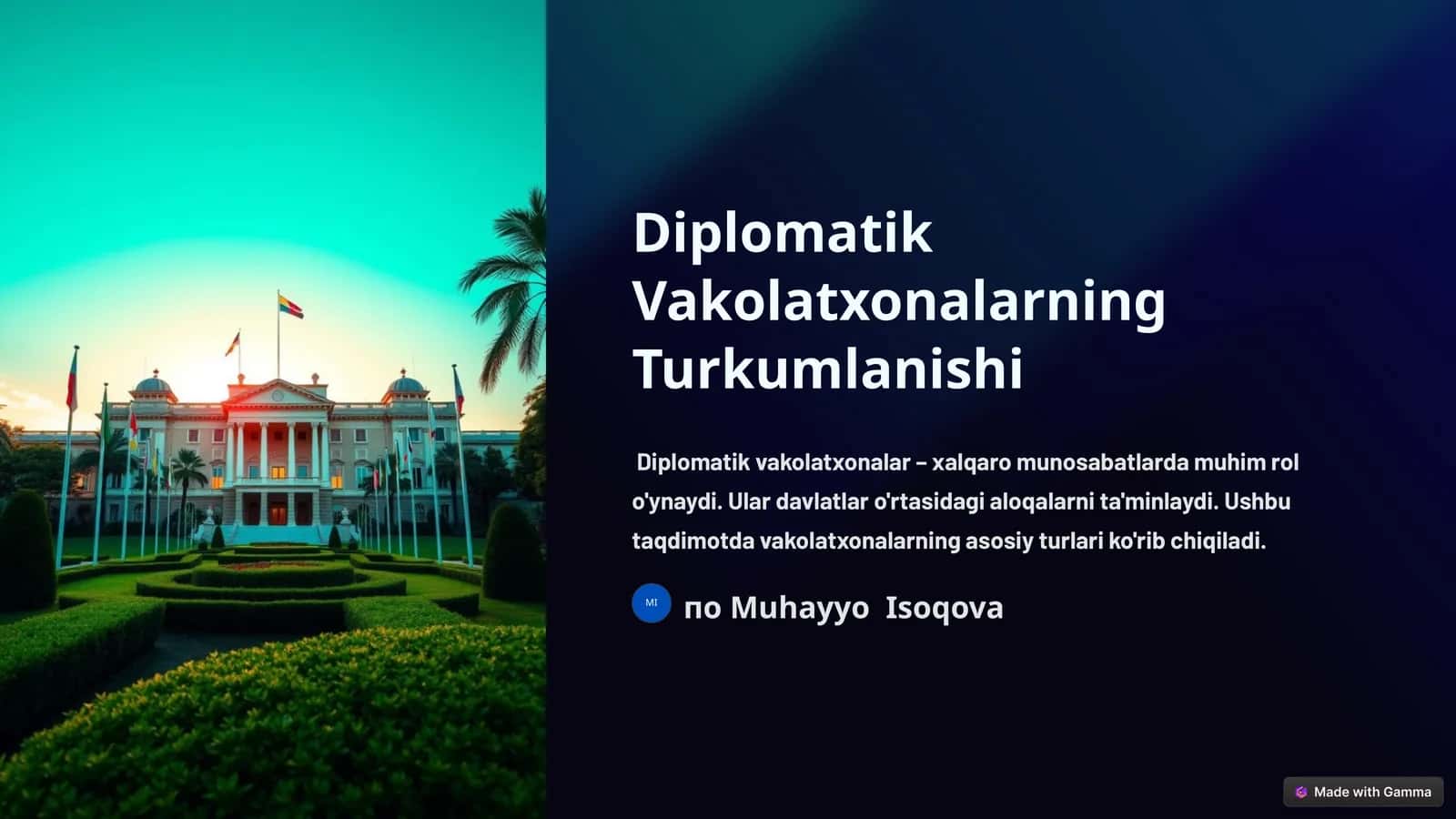 Diplomatik Vakolatxonalarning Turkumlanishi