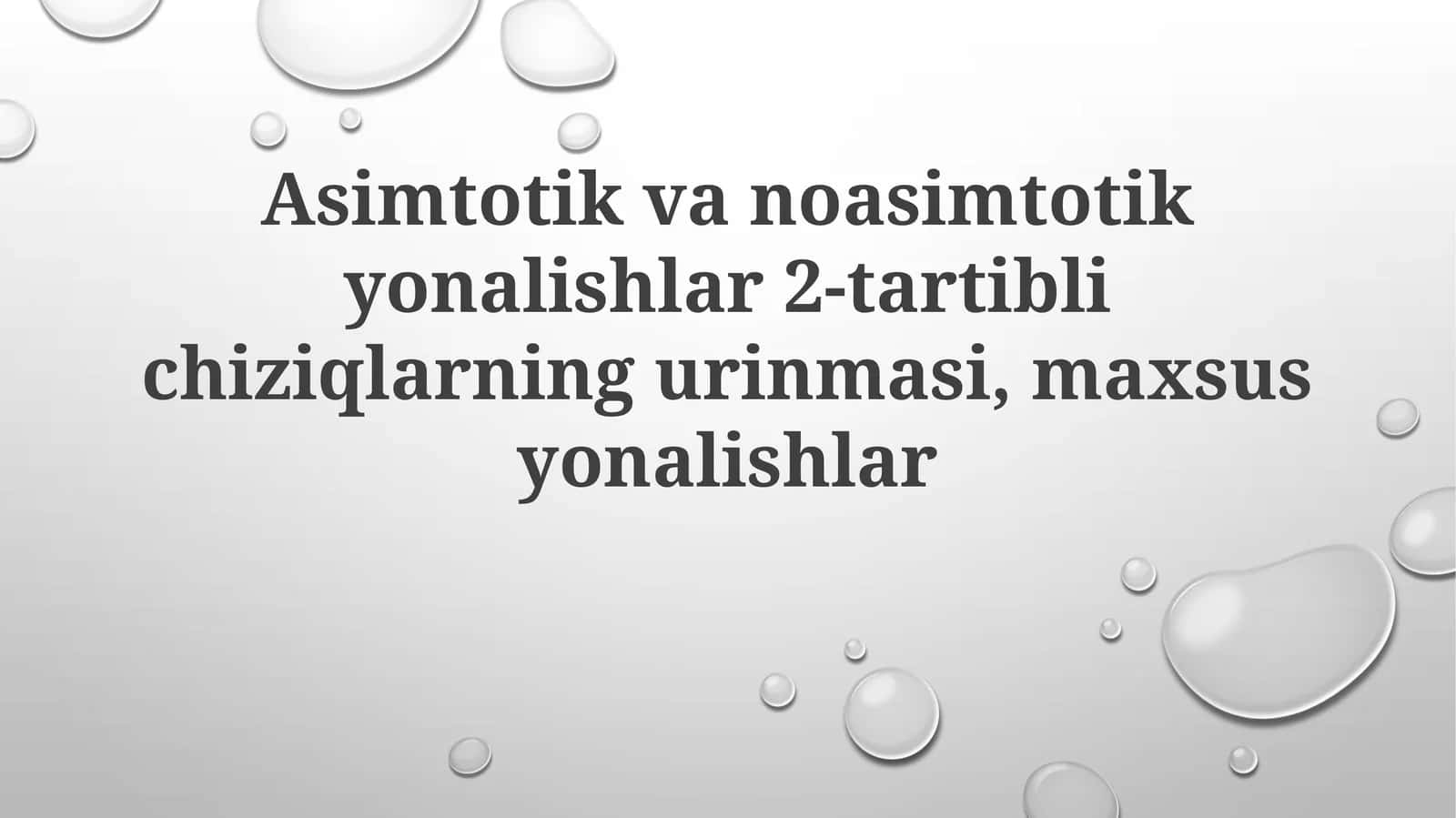 Asimtotik va Asimptotik Yo'nalishlar