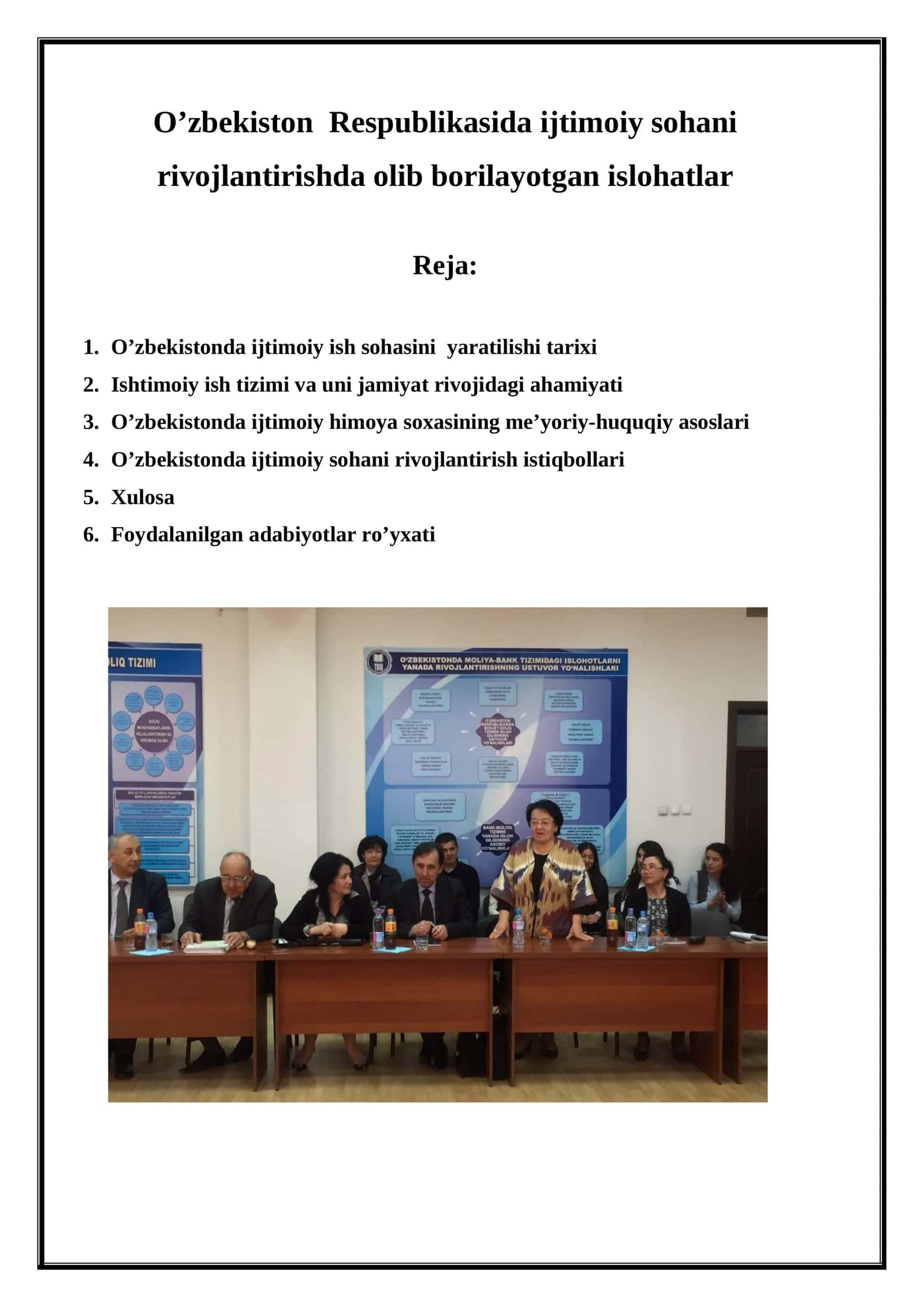 O’zbekistonda ijtimoiy ish sohasini yaratilishi