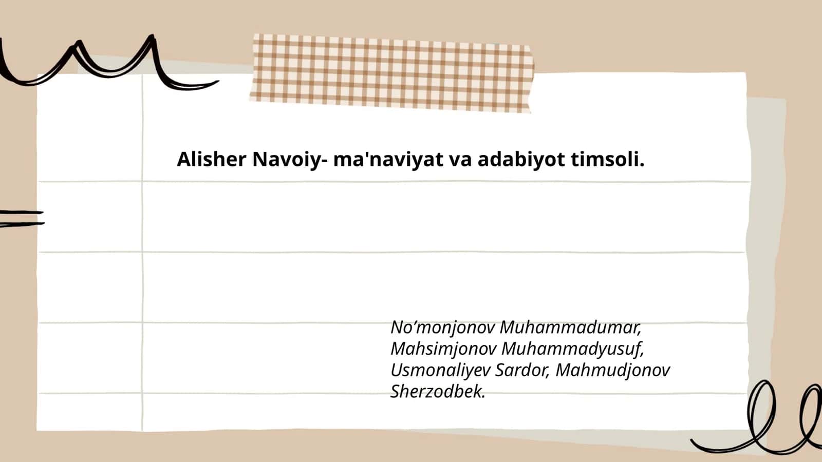 Alisher Navoiy- ma'naviyat va adabiyot timsoli