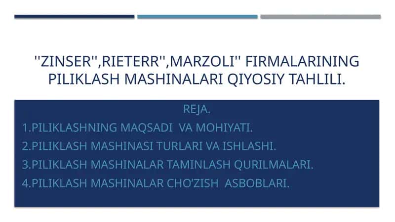 Piliklash mashinalari qiyosiy tahlili