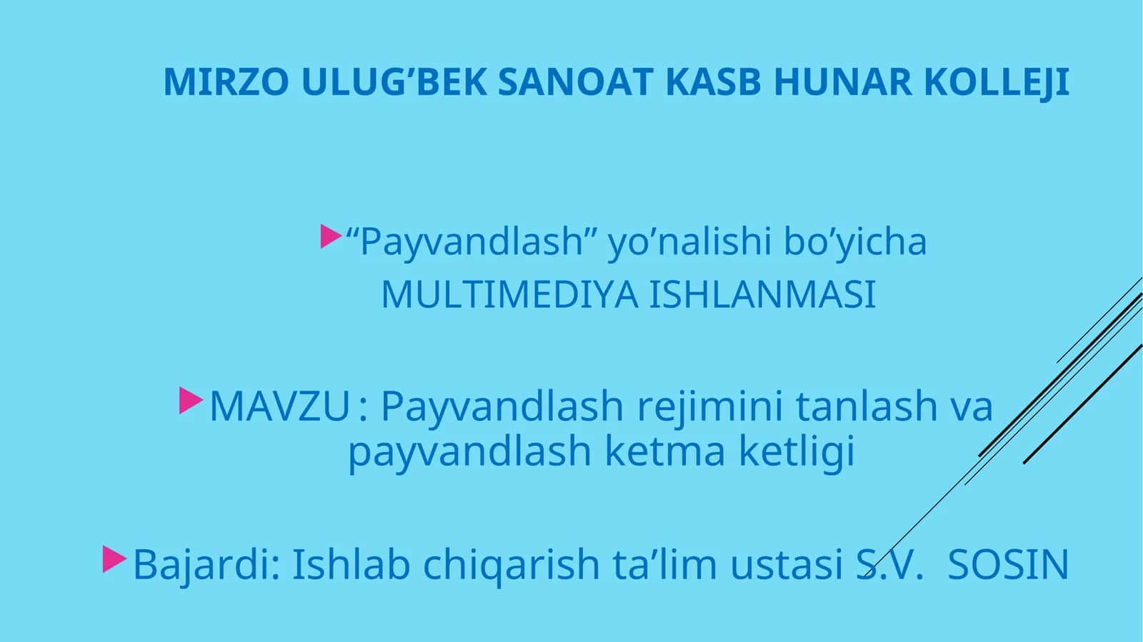 Payvandlash rejimini tanlash va payvandlash ketma ketligi