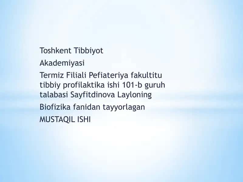 Bionika asoslari va uning inson hayotidagi o’rni
