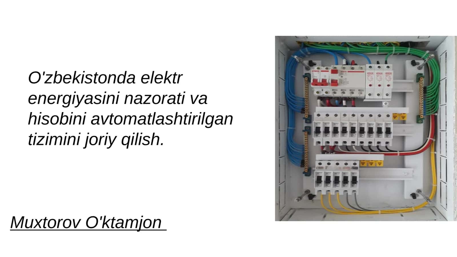 Elektr energiyasini nazorati va hisobini avtomatlashtirilgan tizimini joriy qilish
