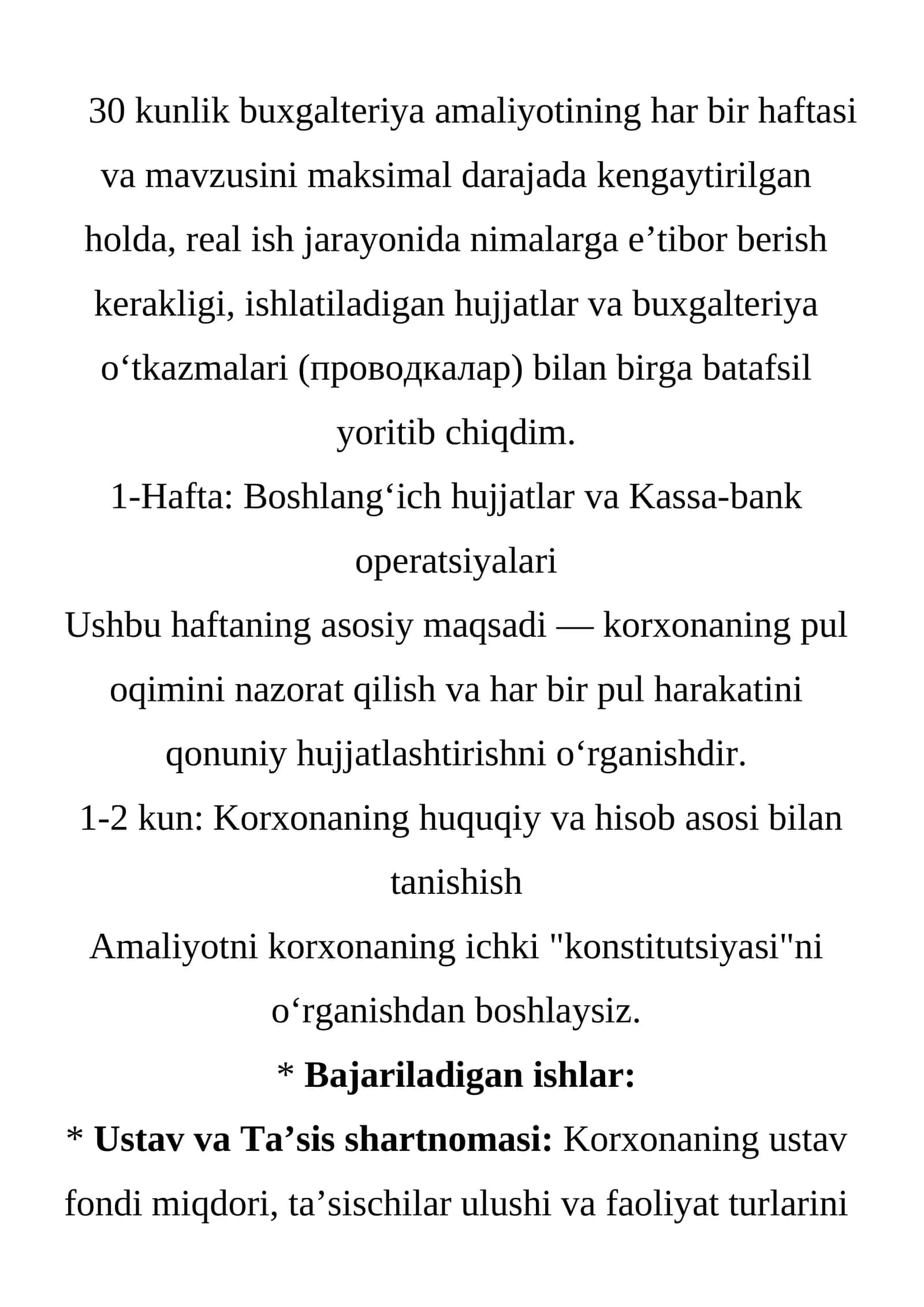 30 kunlik buxgalteriya amaliyoti