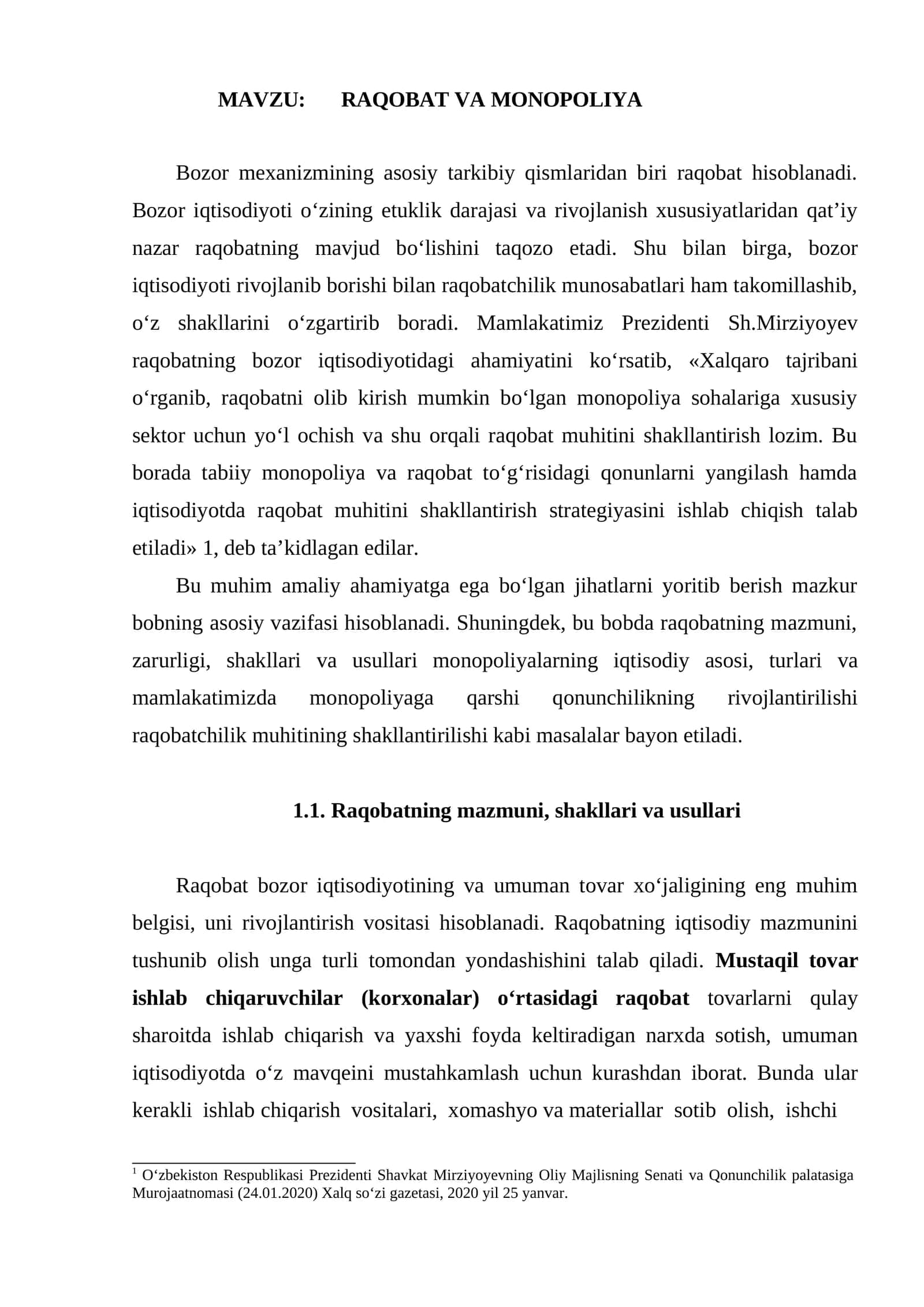 RAQOBAT VA MONOPOLIYA