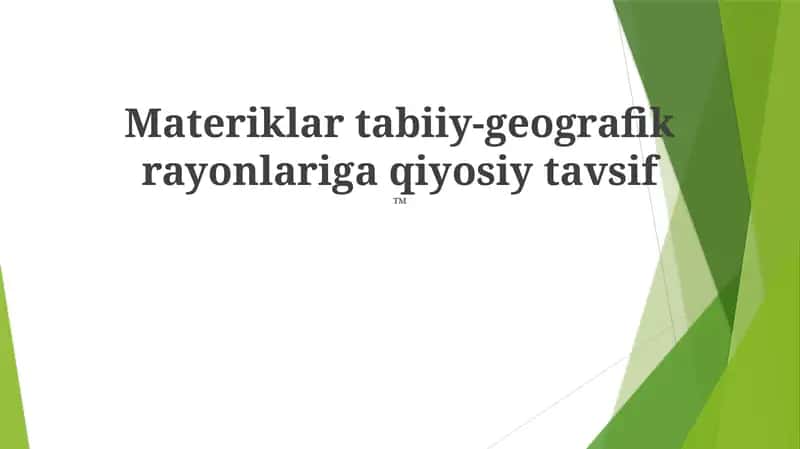 Materiklar tabiiy-geografik rayonlariga qiyosiy tavsif