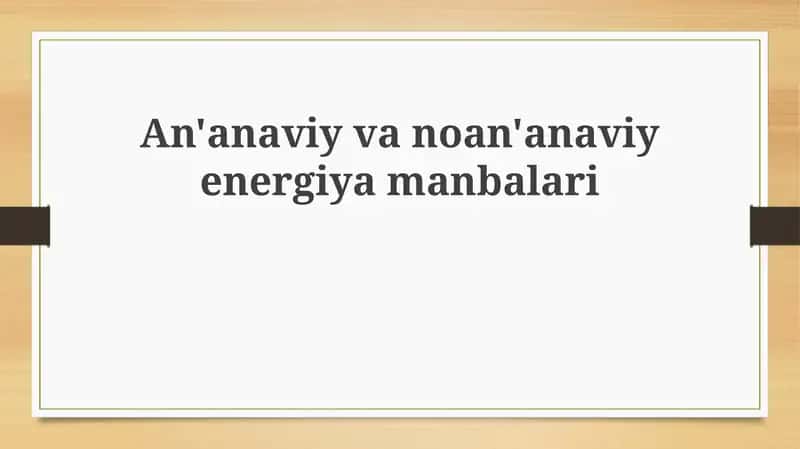Energiya manbalari
