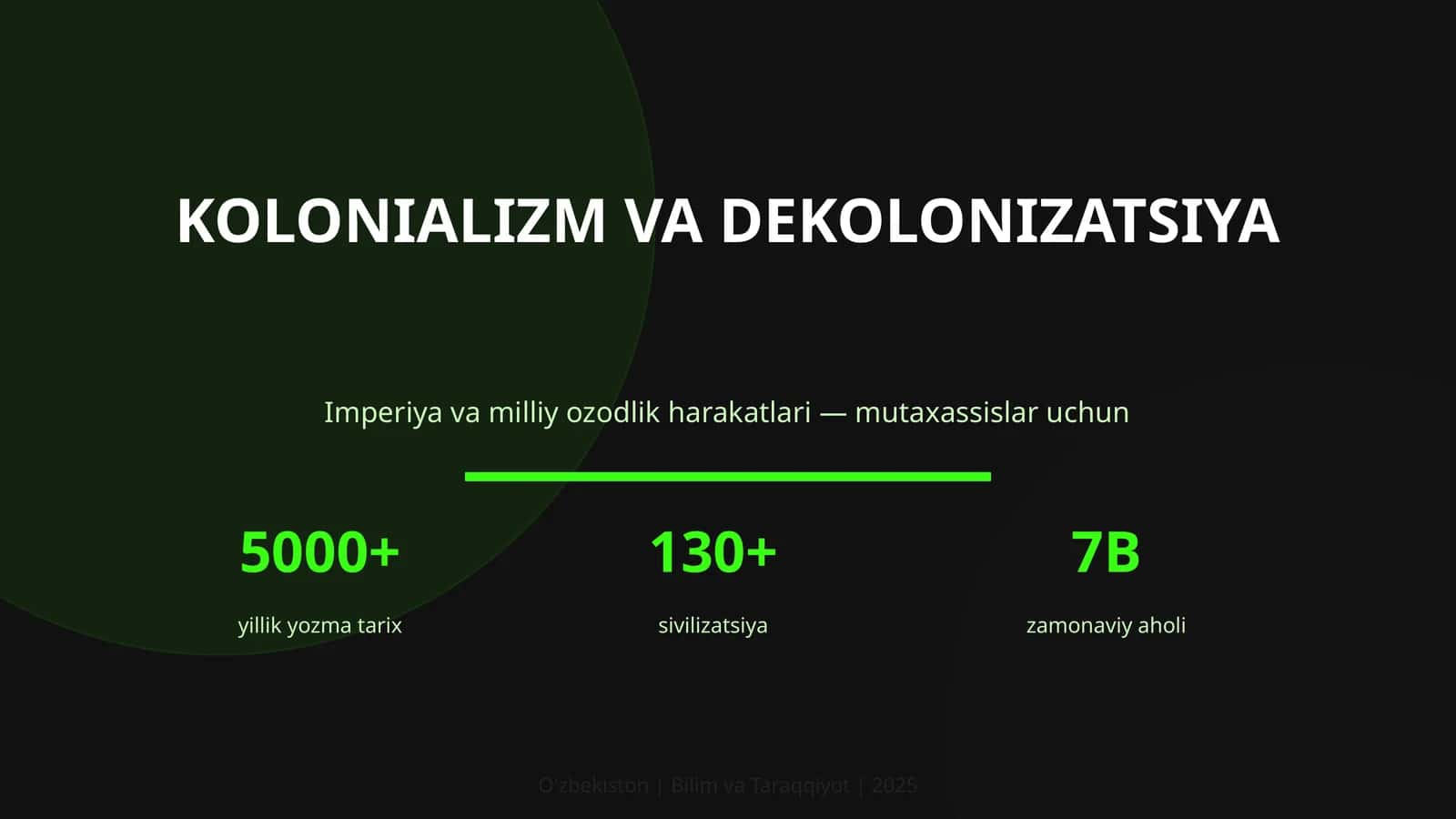 KOLONIALIZM VA DEKOLONIZATSIYA
