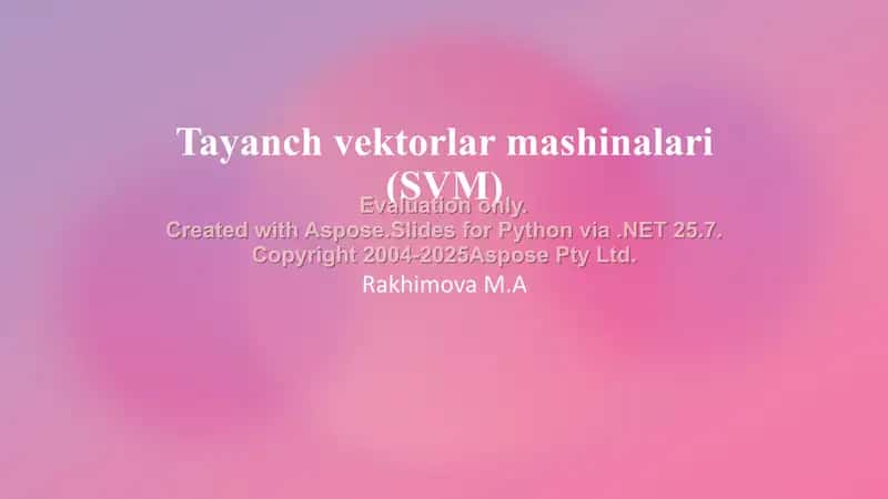 Tayanch vektorlar mashinalari (SVM)
