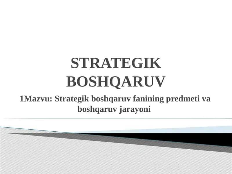 Strategik boshqaruv