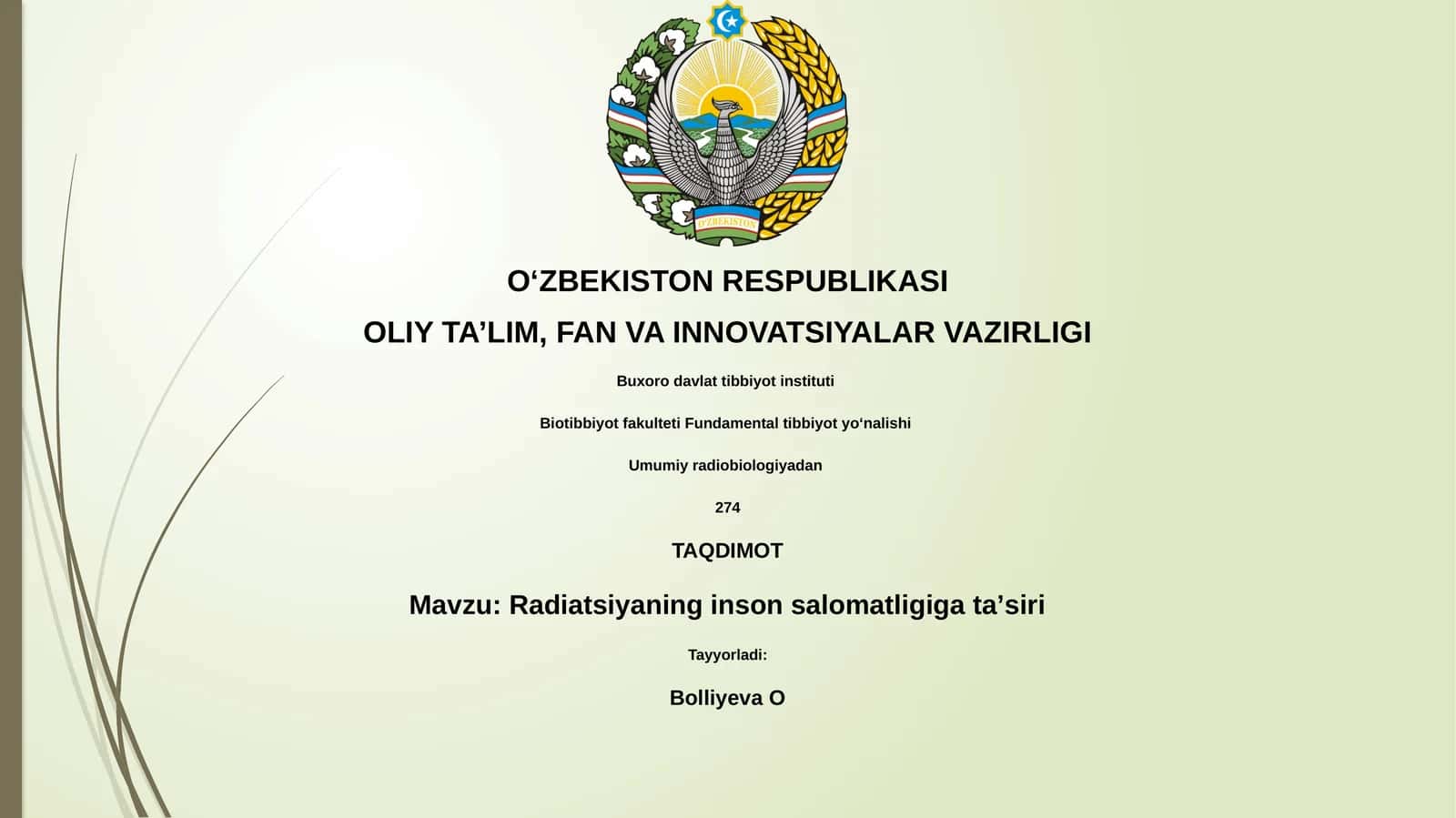 Radiatsiyaning inson salomatligiga ta'siri