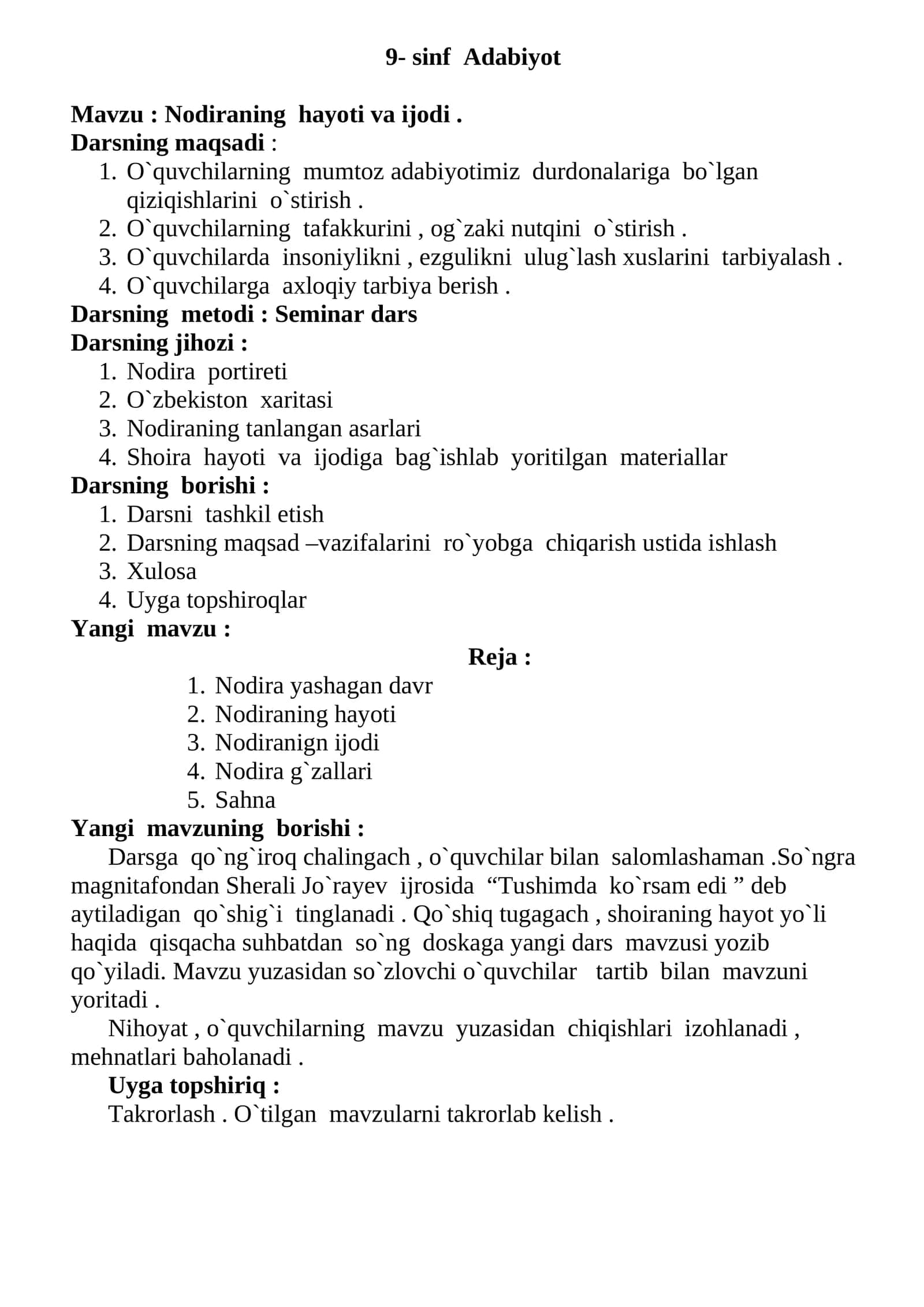 Nodiraning hayoti va ijodi