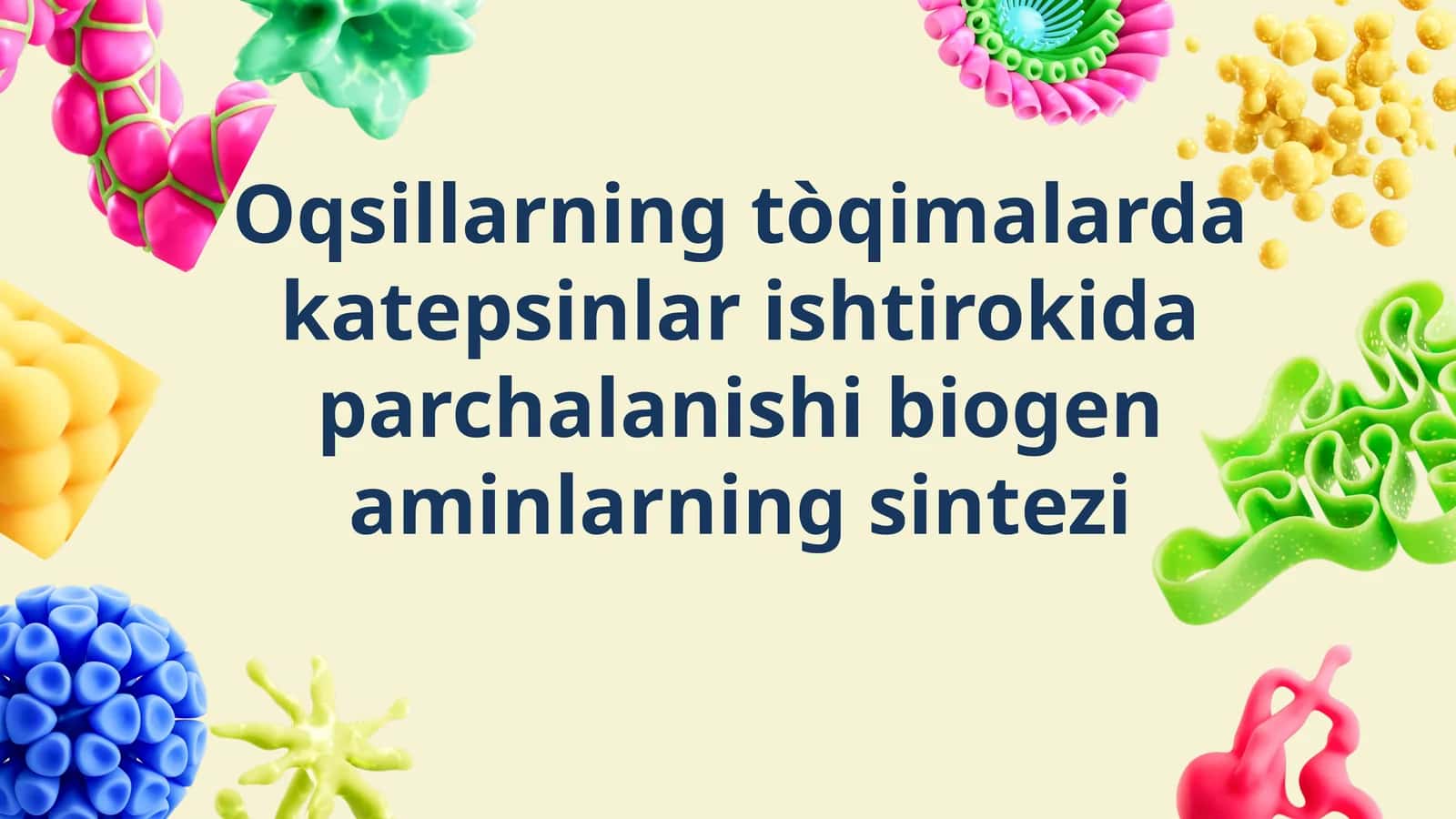 Oqsillarning tòqimalarda katepsinlar ishtirokida parchalanishi biogen aminlarning sintezi
<div><span