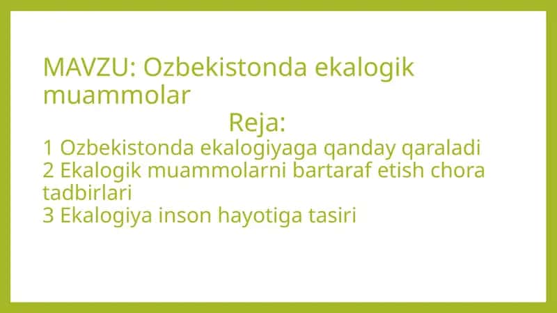 O‘zbekistonda Ekologik Muammolar