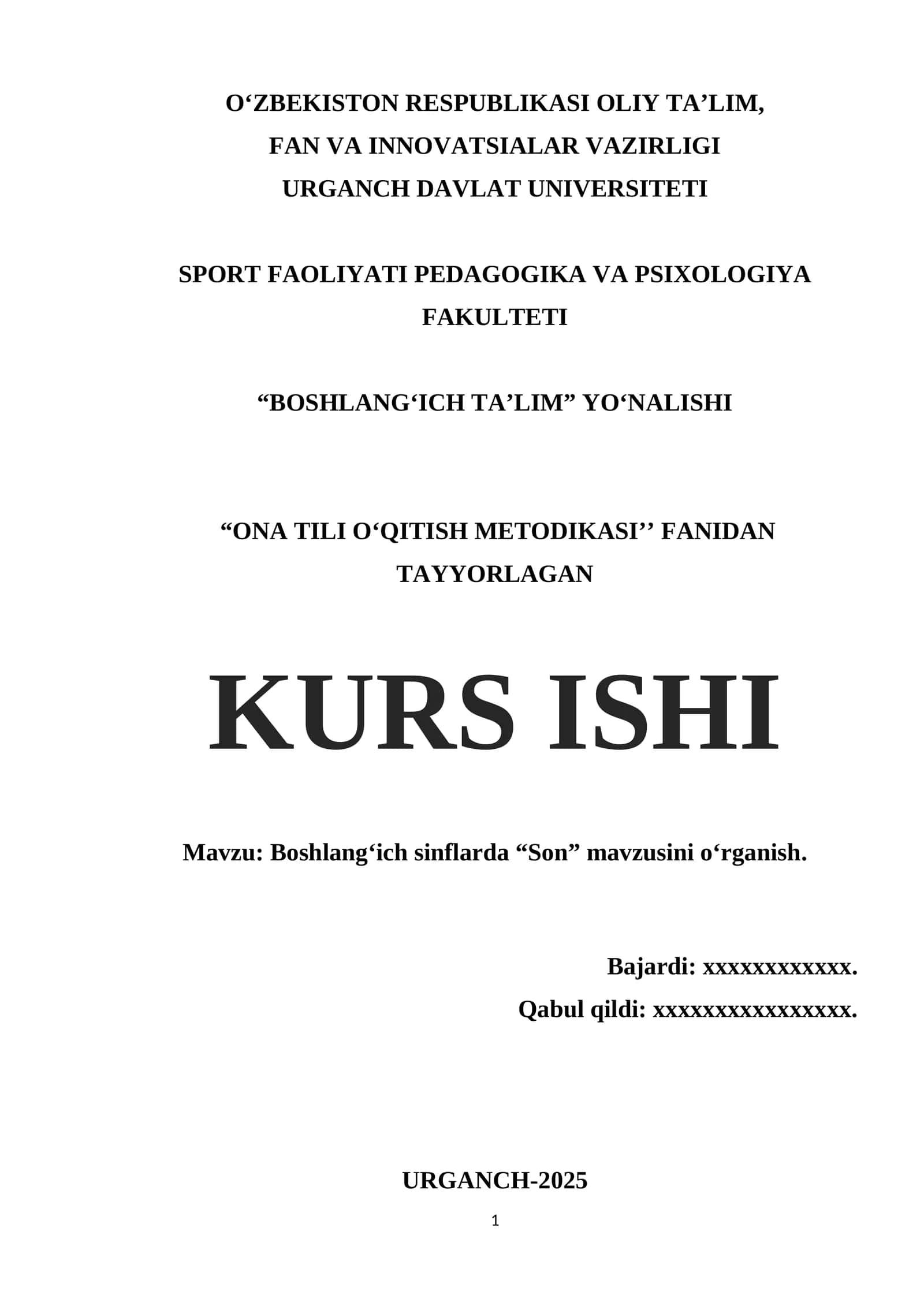 Boshlang‘ich sinflarda “Son” mavzusini o‘rganish