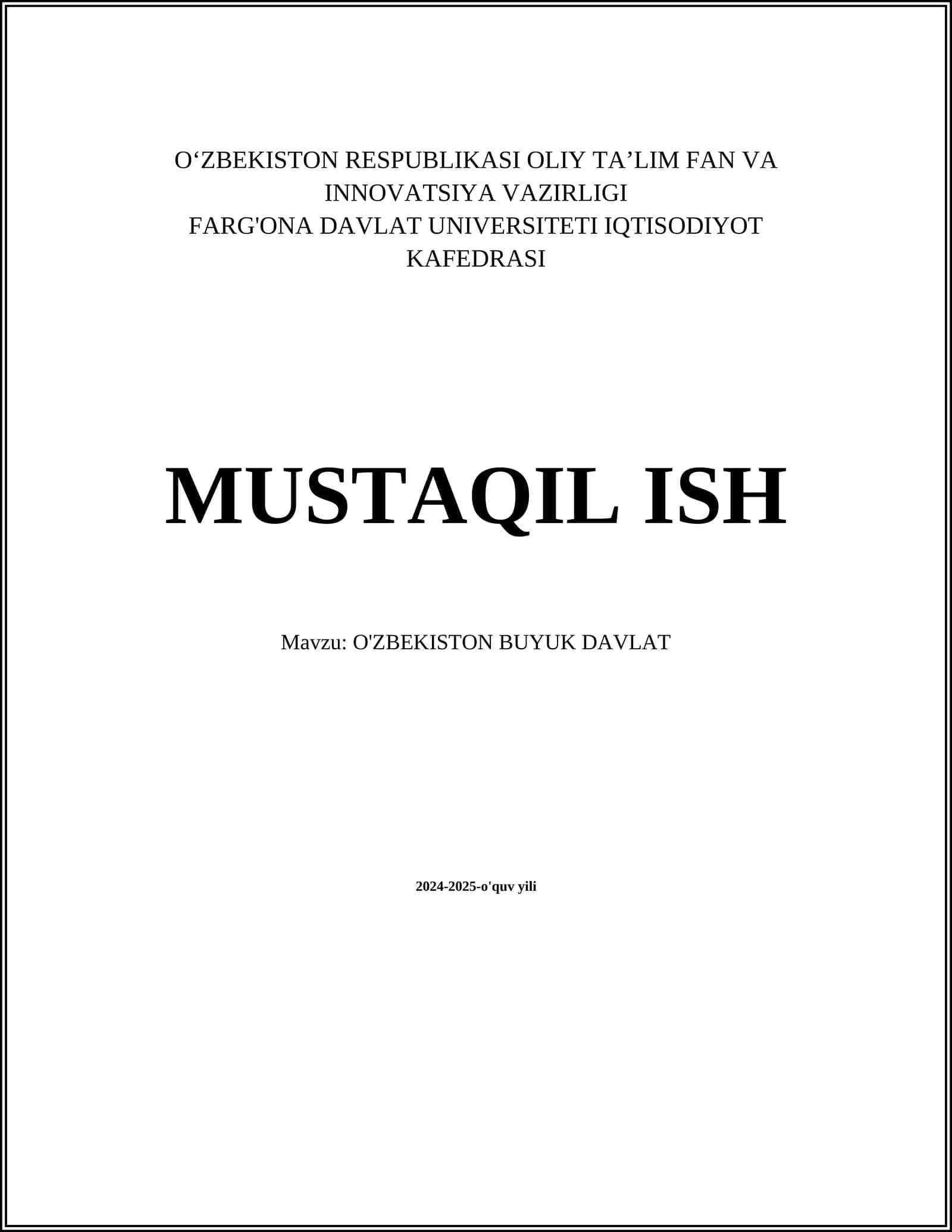O'ZBEKISTON BUYUK DAVLAT