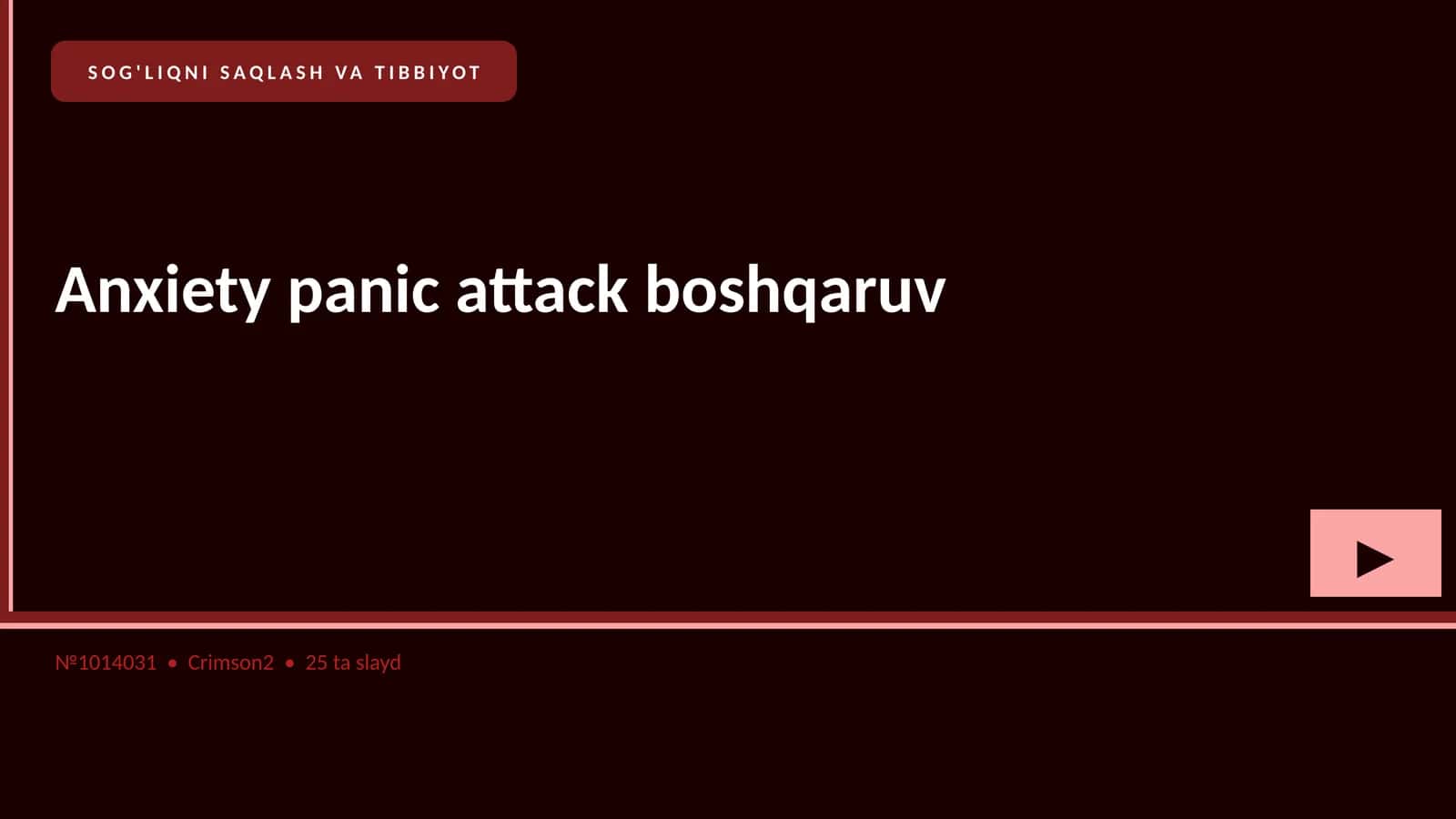 Anxiety panic attack boshqaruv