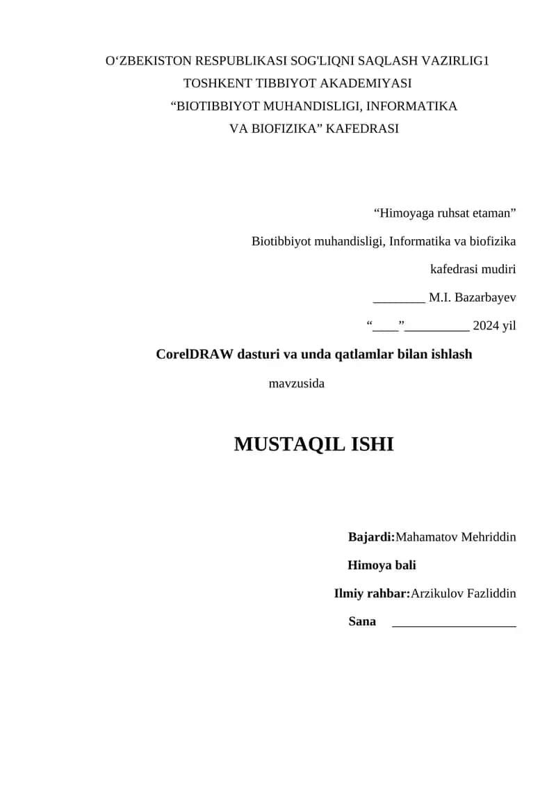CorelDRAW dasturi va unda qatlamlar bilan ishlash