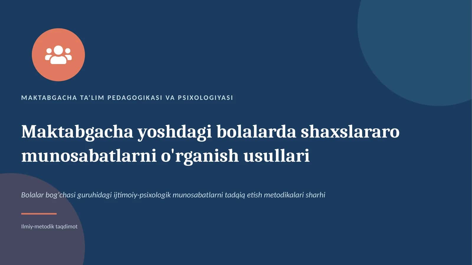 MAKTABGACHA TA'LIM PEDAGOGIKASI VA PSIXOLOGIYASI