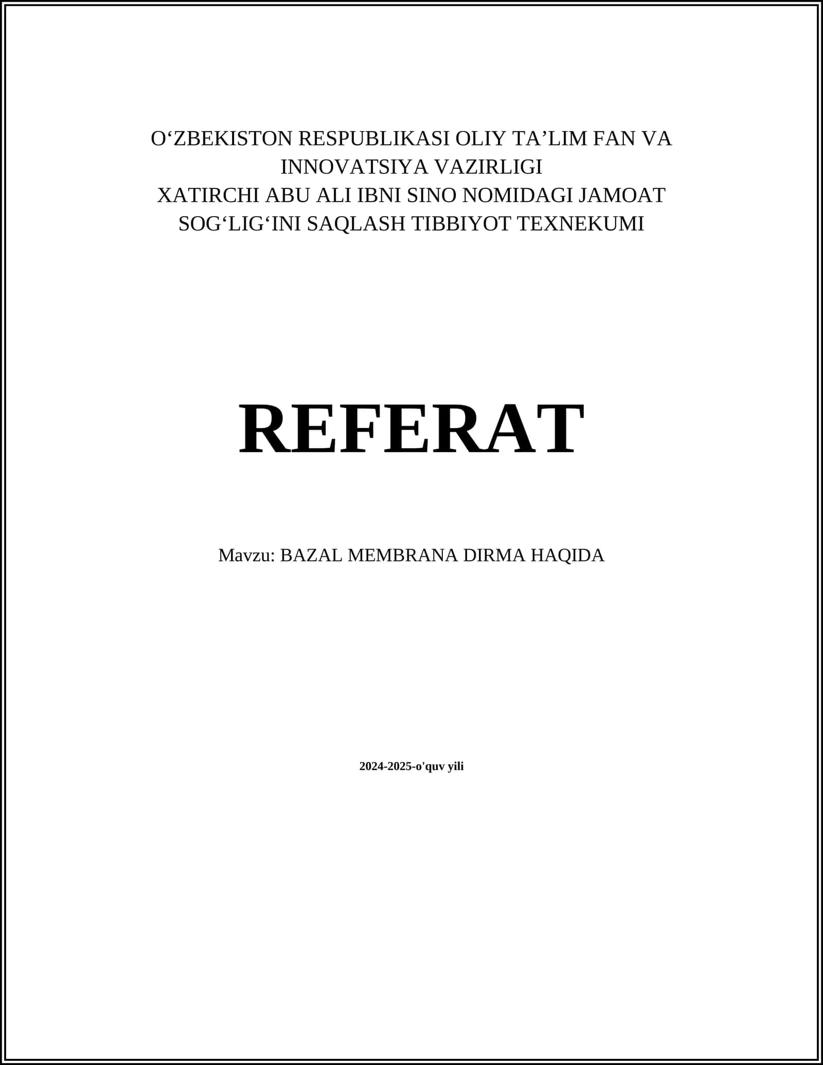 BAZAL MEMBRANA DIRMA HAQIDA