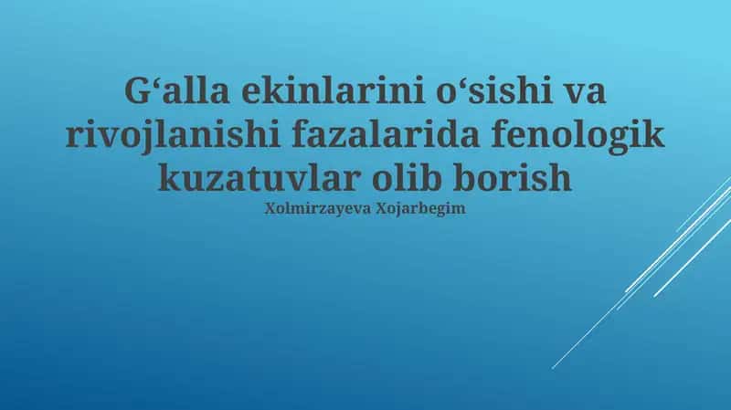 Fenologik kuzatishlar va tahkikotlar