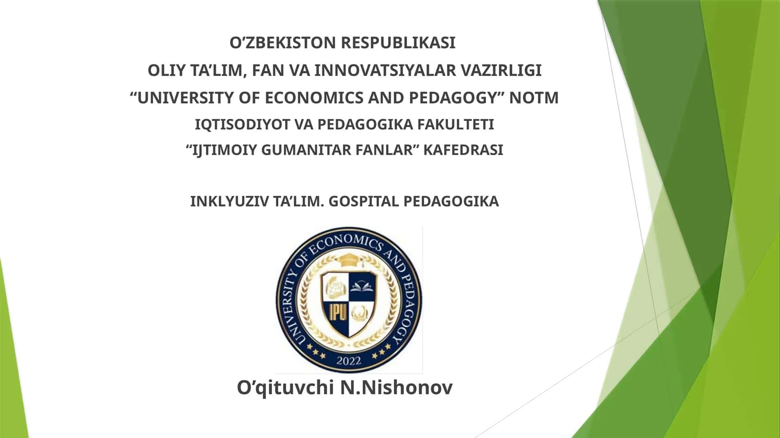 Ruhiy rivojlanishidan nuqsoni bo'lgan bolalarni inklyuziv ta'lim sharoiti