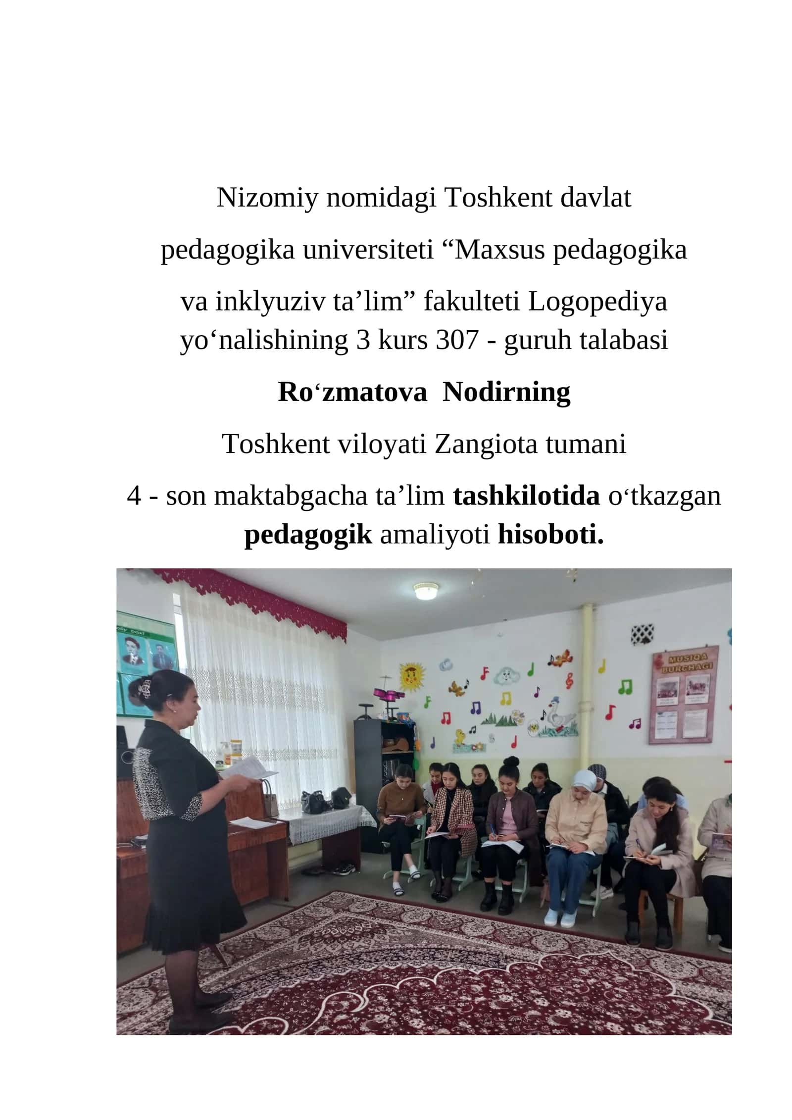 "Logopediya amaliyoti hisoboti"
