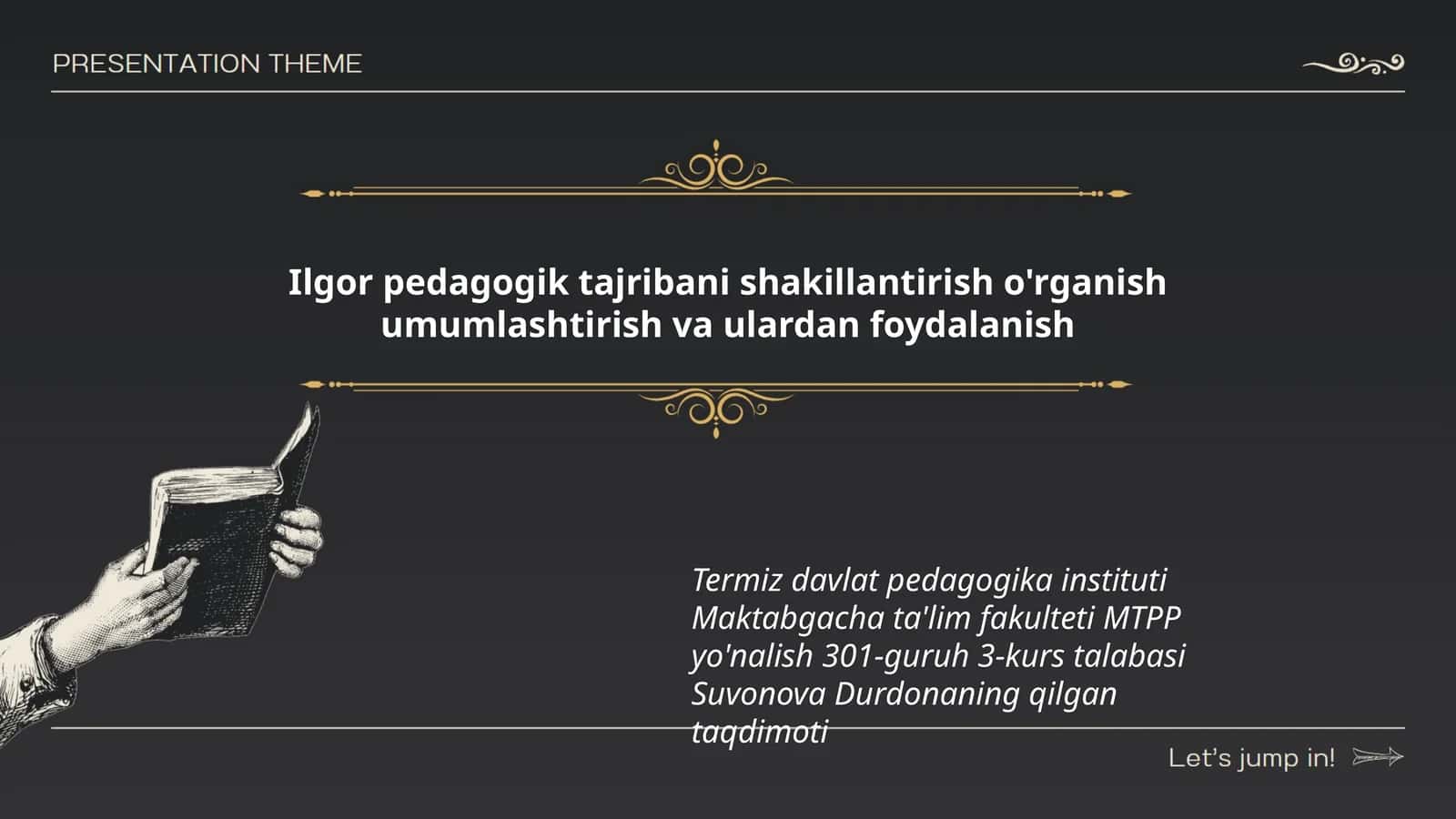 Suvonova Durdonaning taqdimoti