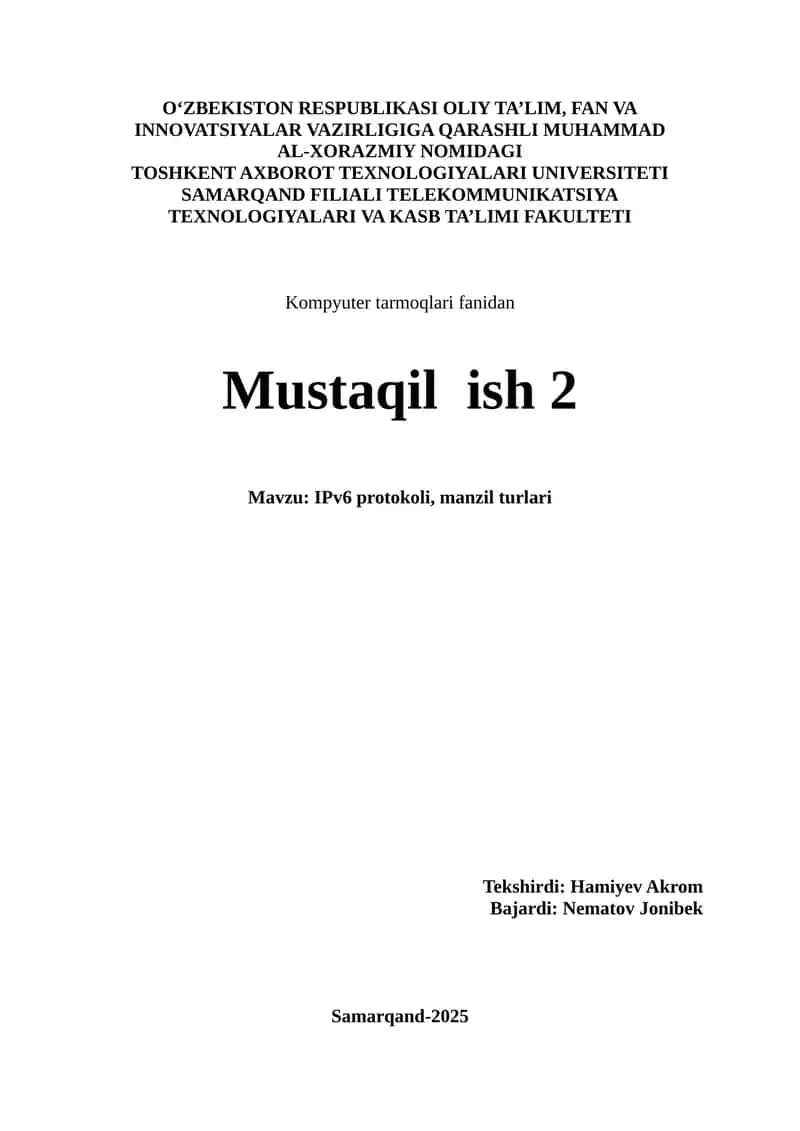 IPv6 protokoli, manzil turlari