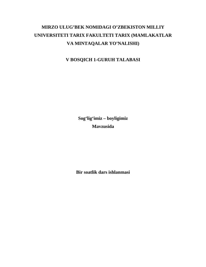 5-sinf 7-dars ishlanma - Sog‘lig‘imiz – boyligimiz
