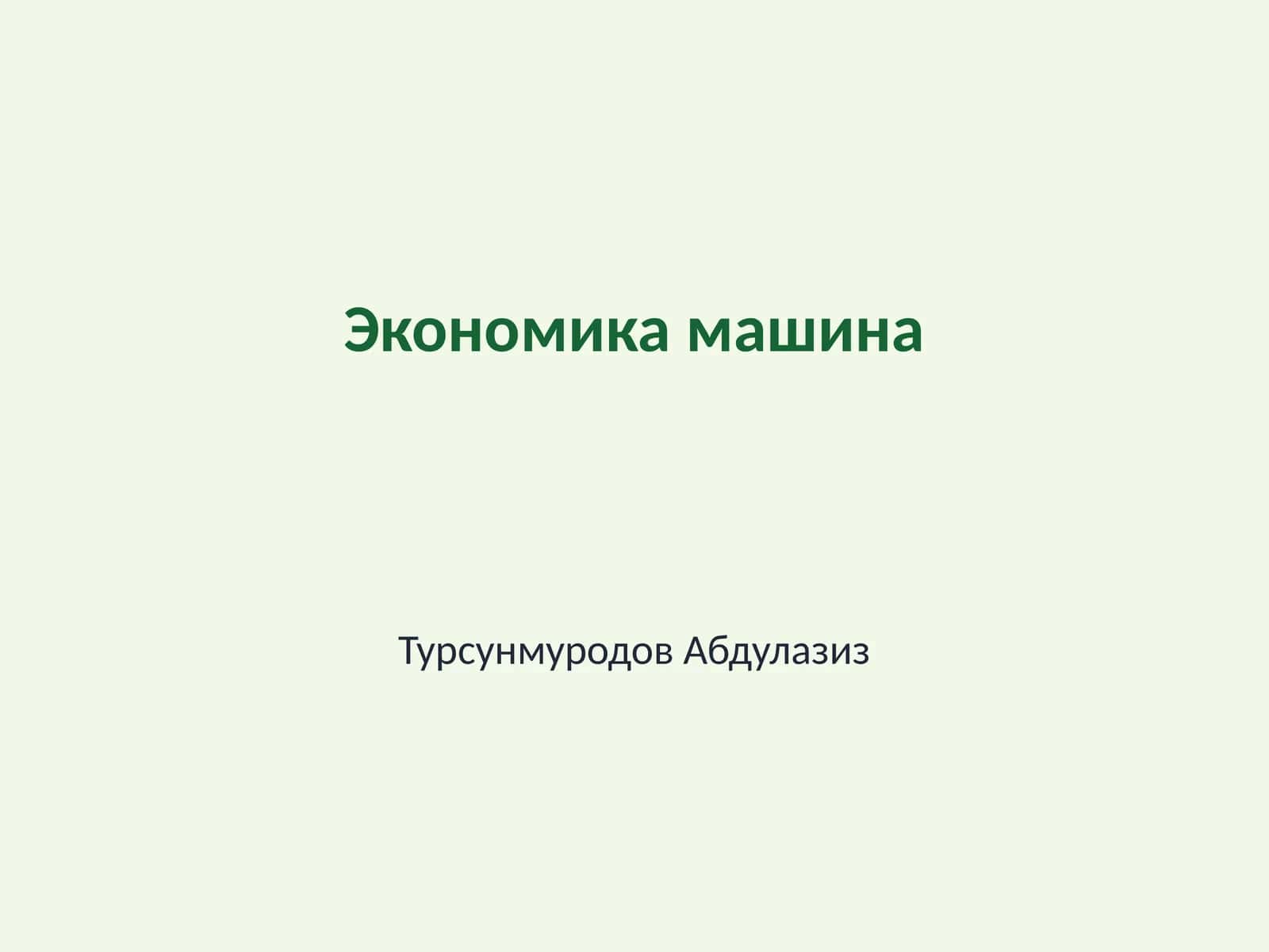 Экономика машина