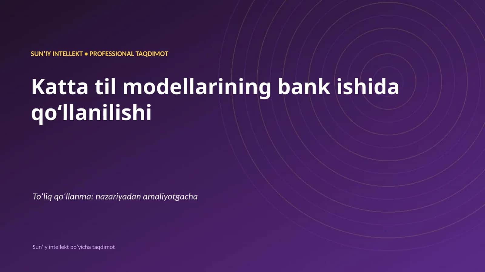 Katta til modellarining bank ishida qoʻllanilishi