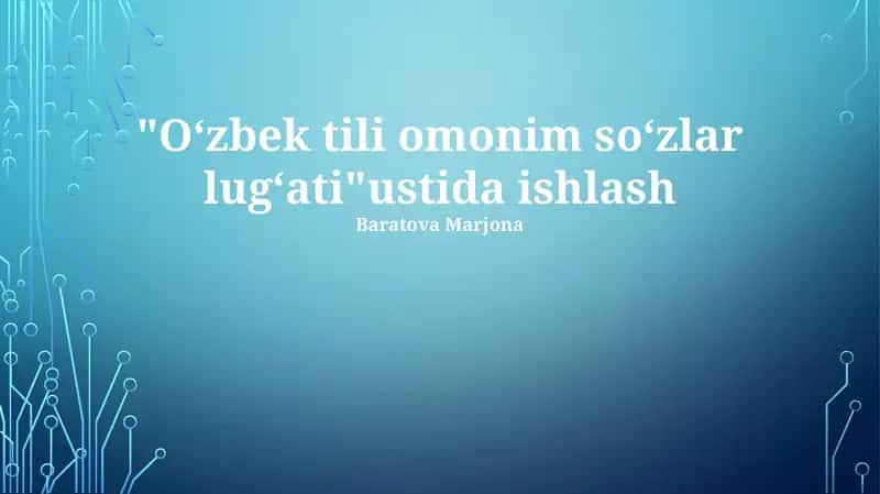 Oʻzbek tili omonim soʻzlar lugʻati