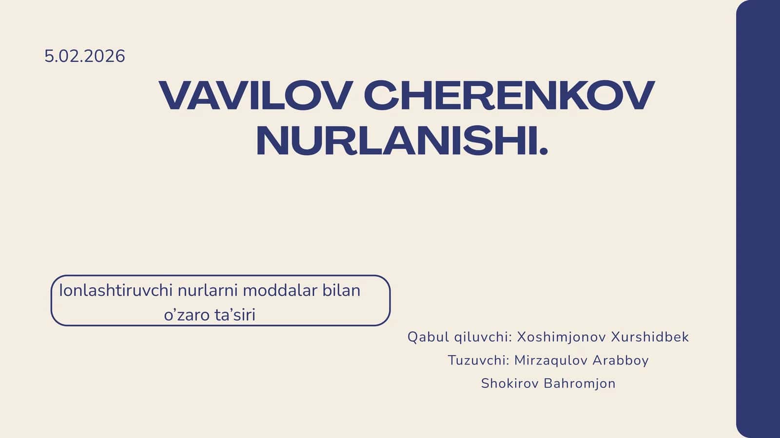 VAVILOV CHERENKOV NURLANISHI