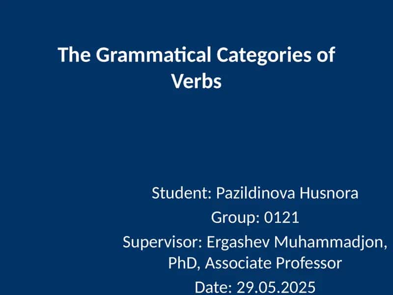 The Grammatical Categories of Verbs