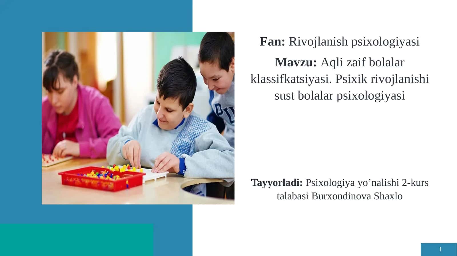 Aqli zaif bolalar klassifikatsiyasi