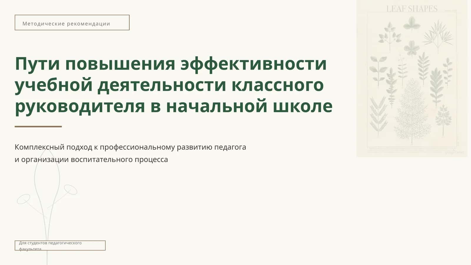 Пути повышения эффективности учебной деятельности классного руководителя в начальной школе