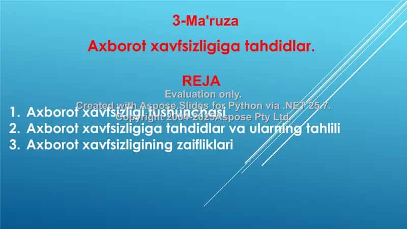 Axborot xavfsizligi tushunchasi