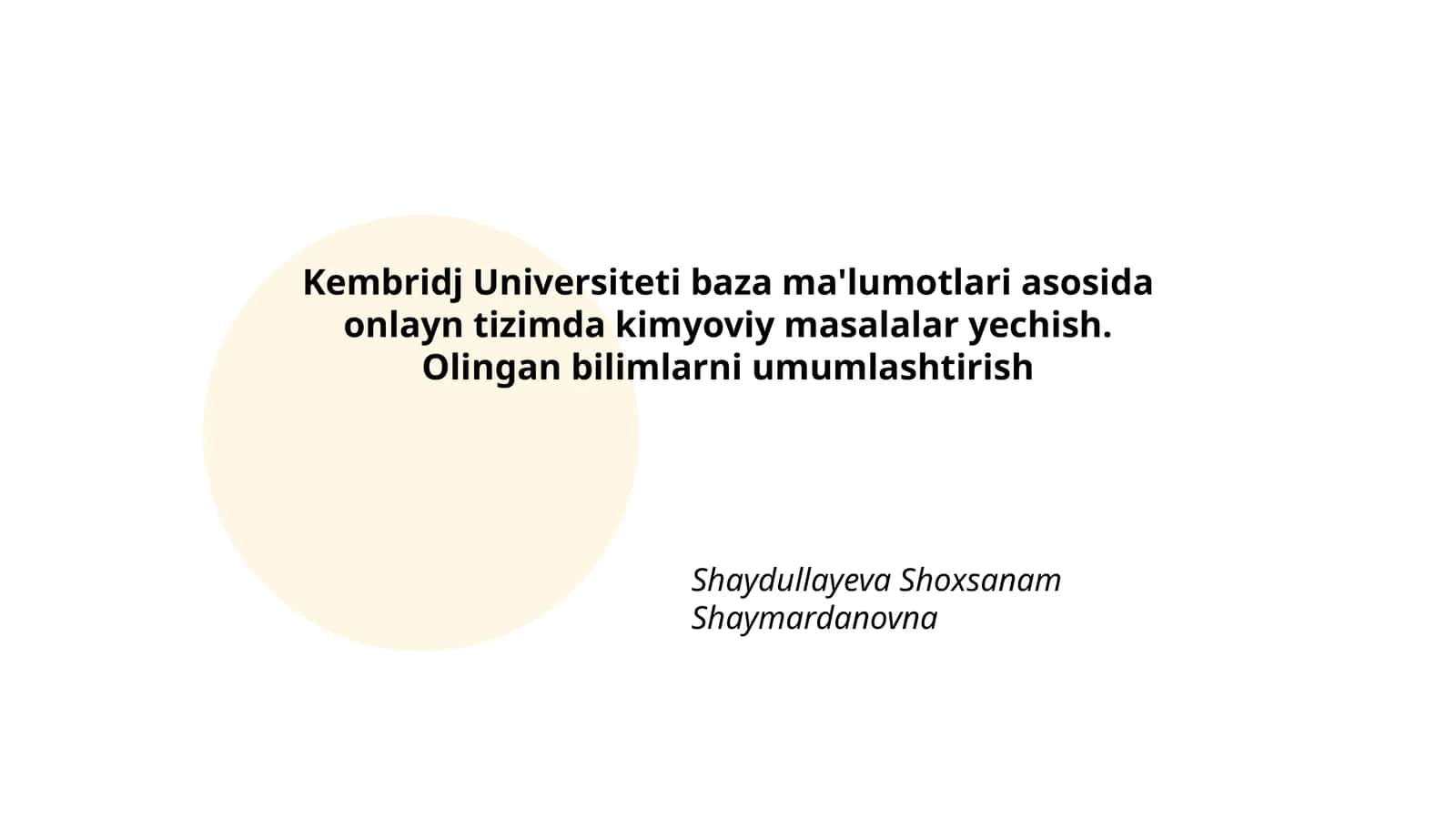 Kimyoviy jarayonlarning asoslari