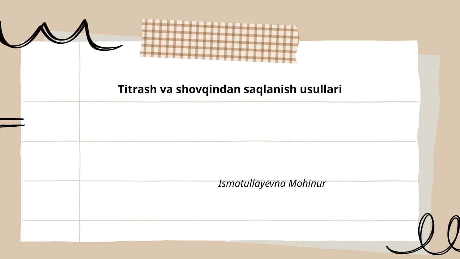 Titrash va shovqindan saqlanish usullari