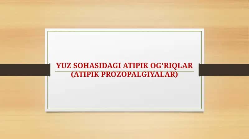 Atipik Prozopalgiyalar