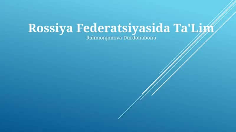 Rossiya Federatsiyasida Ta'lim