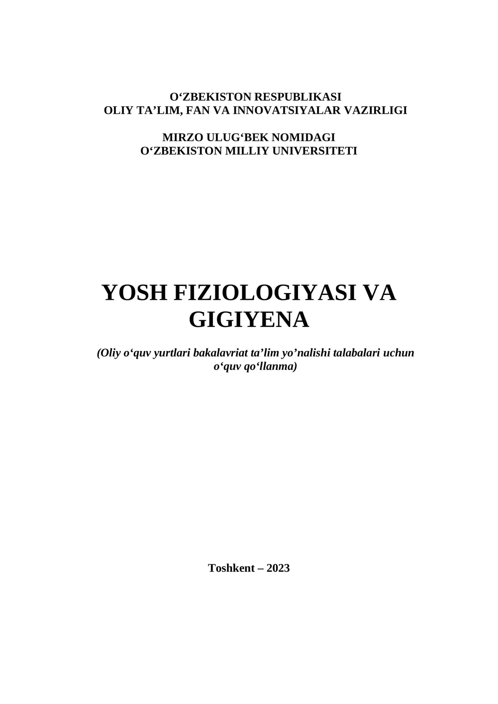 YOSH FIZIOLOGIYASI VA GIGIYENA