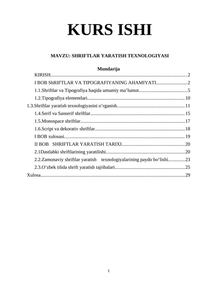 SHRIFTLAR YARATISH TEXNOLOGIYASI