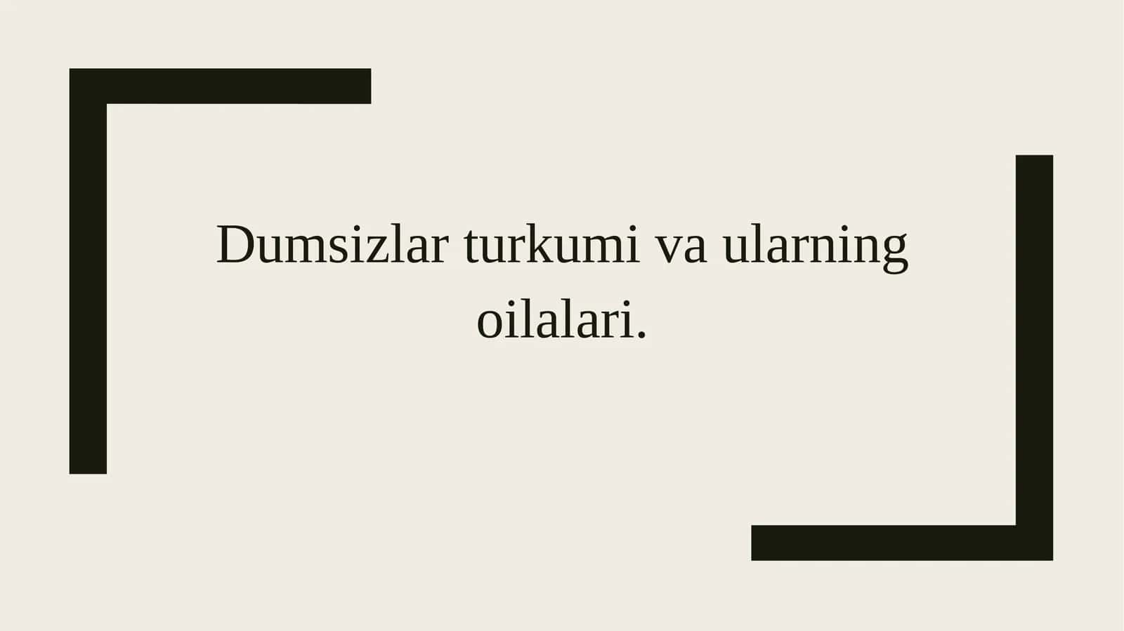 Dumsizlar turkumi va ularning oilalari