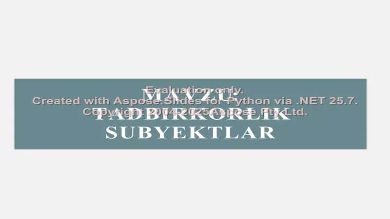 Tadbirkorlik subyektlar