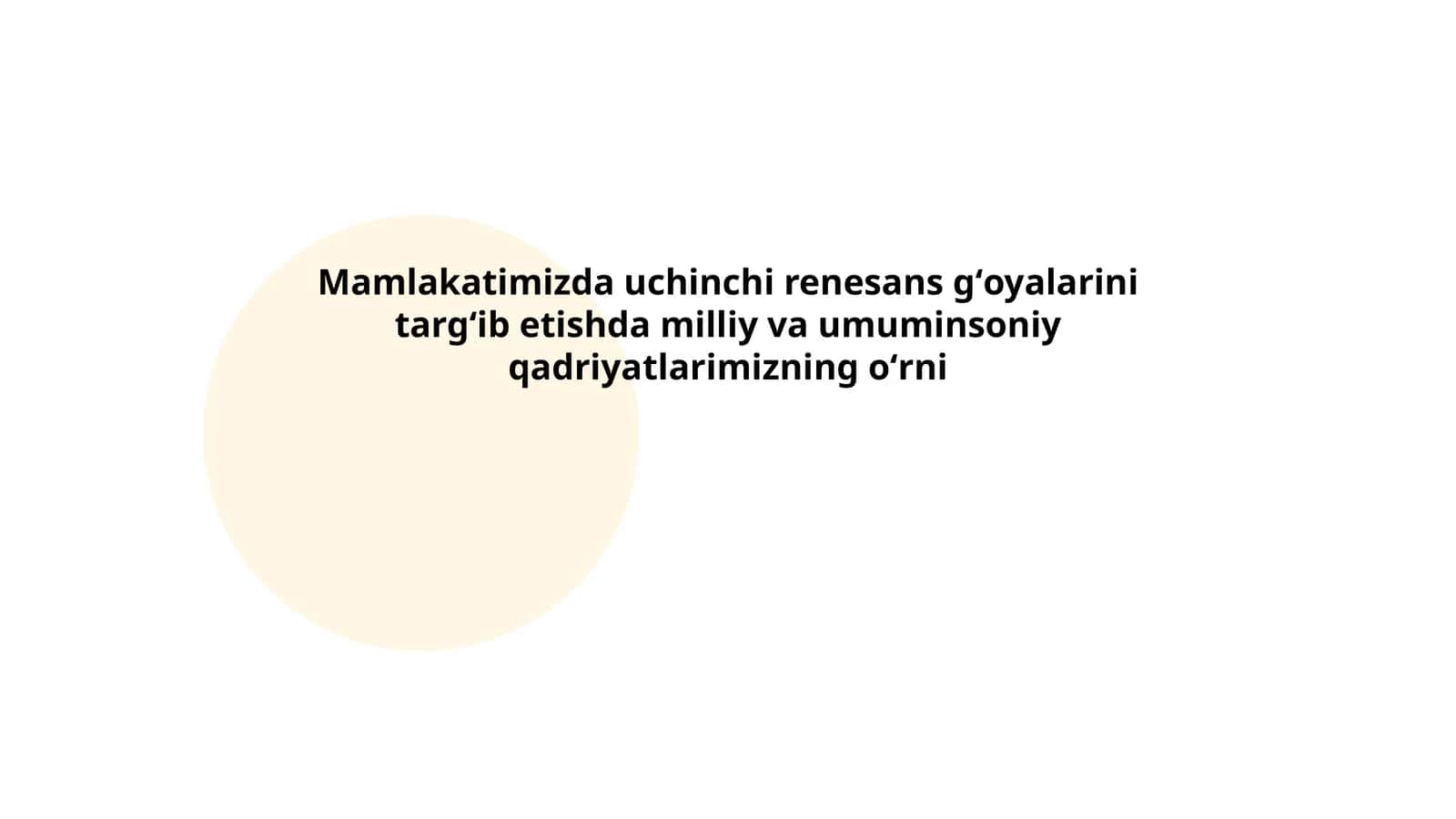 Uchinchi renesans va milliy qadriyatlar