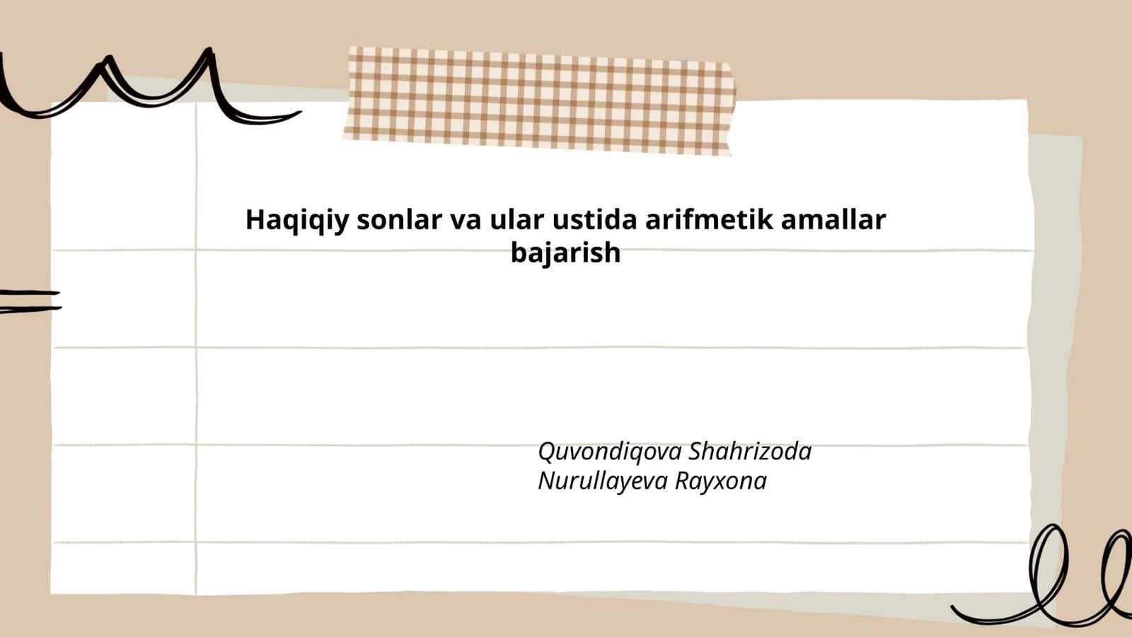 Haqiqiy sonlar va ular ustida arifmetik amallar bajarish