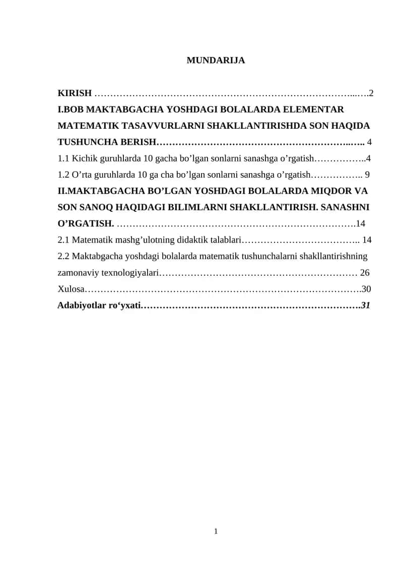 Maktabgacha yoshdagi bolalarda matematik tushunchalarni shakllantirishning zamonaviy texnologiyalari